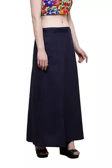 Navy Blue Women's Cotton Plain Stitched Inskirt Saree Petticoats