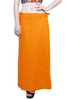 Orange Women's Cotton Plain Stitched Inskirt Saree Petticoats