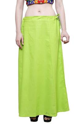 Parrot Green Women's Cotton Plain Stitched Inskirt Saree Petticoats 1