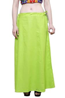 Parrot Green Women's Cotton Plain Stitched Inskirt Saree Petticoats