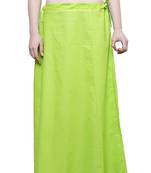 Parrot Green Women's Cotton Plain Stitched Inskirt Saree Petticoats
