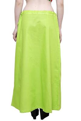 Parrot Green Women's Cotton Plain Stitched Inskirt Saree Petticoats 2