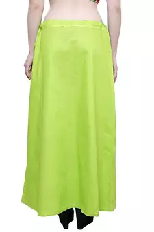 Parrot Green Women's Cotton Plain Stitched Inskirt Saree Petticoats