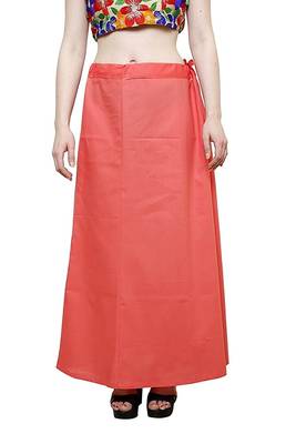 Peach Women's Cotton Plain Stitched Inskirt Saree Petticoats 1