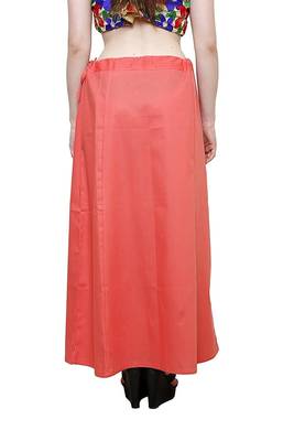 Peach Women's Cotton Plain Stitched Inskirt Saree Petticoats 2