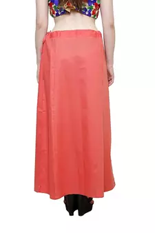 Peach Women's Cotton Plain Stitched Inskirt Saree Petticoats