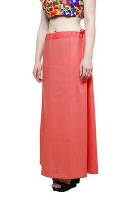 Peach Women's Cotton Plain Stitched Inskirt Saree Petticoats 3