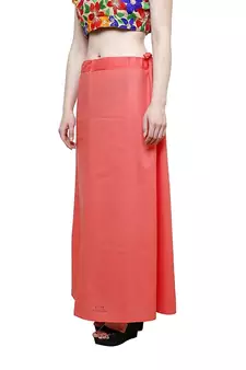 Peach Women's Cotton Plain Stitched Inskirt Saree Petticoats
