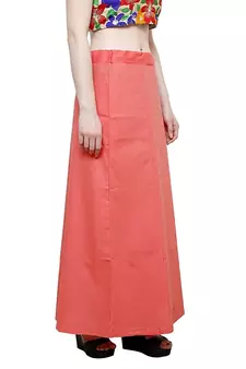 Peach Women's Cotton Plain Stitched Inskirt Saree Petticoats