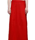 Red Women's Cotton Plain Stitched Inskirt Saree Petticoats