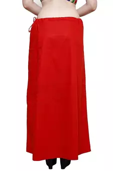 Red Women's Cotton Plain Stitched Inskirt Saree Petticoats