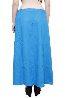 Sky Blue Women's Cotton Plain Stitched Inskirt Saree Petticoats 2