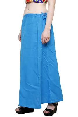 Sky Blue Women's Cotton Plain Stitched Inskirt Saree Petticoats 4