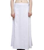 White Women's Cotton Plain Stitched Inskirt Saree Petticoats