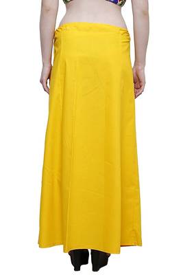 Yellow Women's Cotton Plain Stitched Inskirt Saree Petticoats 2