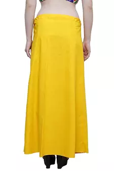 Yellow Women's Cotton Plain Stitched Inskirt Saree Petticoats