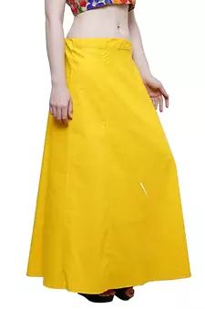 Yellow Women's Cotton Plain Stitched Inskirt Saree Petticoats