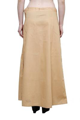 Beige Women's Cotton Plain Stitched Inskirt Saree Petticoats 1