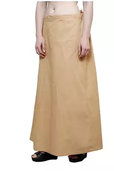 Beige Women's Cotton Plain Stitched Inskirt Saree Petticoats