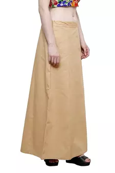 Beige Women's Cotton Plain Stitched Inskirt Saree Petticoats