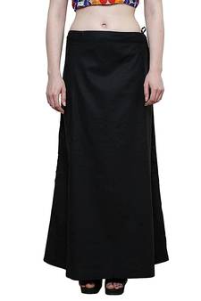 Black Women's Cotton Plain Stitched Inskirt Saree Petticoats