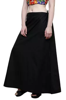 Black Women's Cotton Plain Stitched Inskirt Saree Petticoats