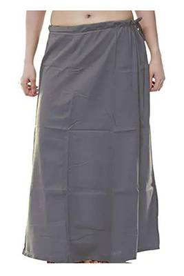 Grey Women's Cotton Plain Stitched Inskirt Saree Petticoats 1