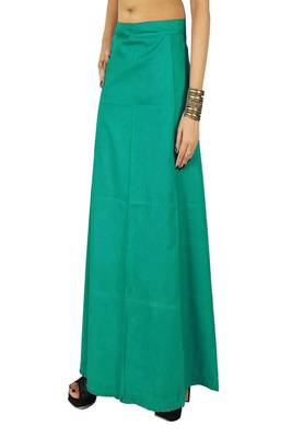 Rama Green Women's Cotton Plain Stitched Inskirt Saree Petticoats 1