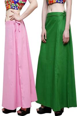 Multicolor Women's Cotton Plain Stitched Inskirt Saree Petticoats Combo 1