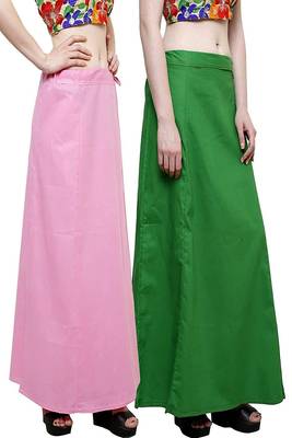 Multicolor Women's Cotton Plain Stitched Inskirt Saree Petticoats Combo 2