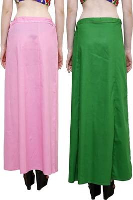 Multicolor Women's Cotton Plain Stitched Inskirt Saree Petticoats Combo 3