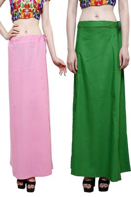 Multicolor Women's Cotton Plain Stitched Inskirt Saree Petticoats Combo 4