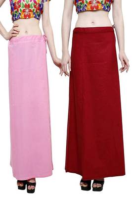 Multicolor Women's Cotton Plain Stitched Inskirt Saree Petticoats Combo 1