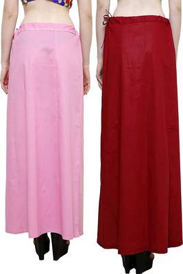 Multicolor Women's Cotton Plain Stitched Inskirt Saree Petticoats Combo 3