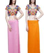 Multicolor Women's Cotton Plain Stitched Inskirt Saree Petticoats Combo