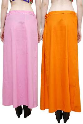 Multicolor Women's Cotton Plain Stitched Inskirt Saree Petticoats Combo 2