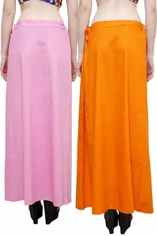 Multicolor Women's Cotton Plain Stitched Inskirt Saree Petticoats Combo