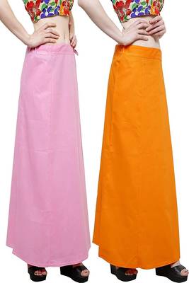 Multicolor Women's Cotton Plain Stitched Inskirt Saree Petticoats Combo 3