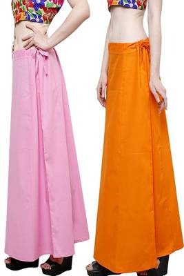 Multicolor Women's Cotton Plain Stitched Inskirt Saree Petticoats Combo 4