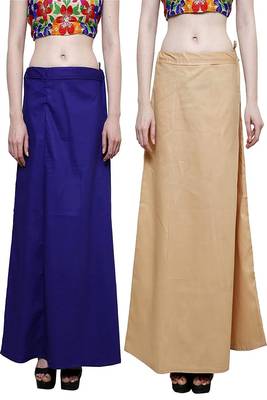 Multicolor Women's Cotton Plain Stitched Inskirt Saree Petticoats Combo 1