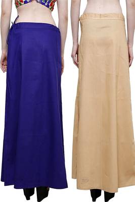 Multicolor Women's Cotton Plain Stitched Inskirt Saree Petticoats Combo 2