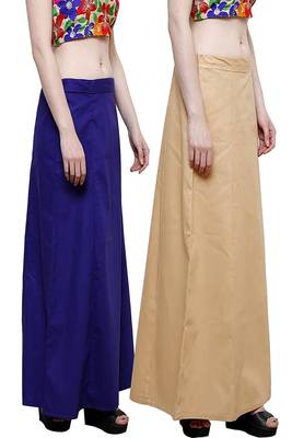 Multicolor Women's Cotton Plain Stitched Inskirt Saree Petticoats Combo 3