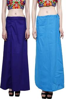 Multicolor Women's Cotton Plain Stitched Inskirt Saree Petticoats Combo