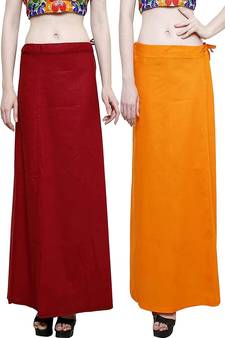 Multicolor Women's Cotton Plain Stitched Inskirt Saree Petticoats Combo
