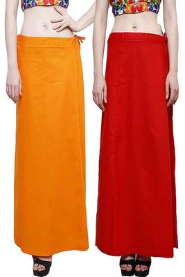 Multicolor Women's Cotton Plain Stitched Inskirt Saree Petticoats Combo 1