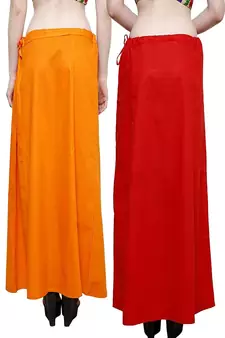 Multicolor Women's Cotton Plain Stitched Inskirt Saree Petticoats Combo