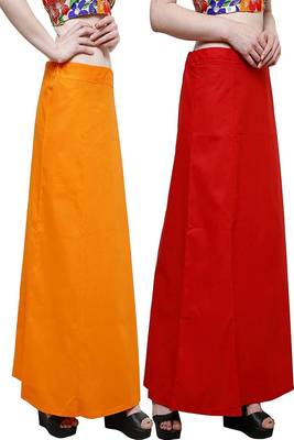 Multicolor Women's Cotton Plain Stitched Inskirt Saree Petticoats Combo 3