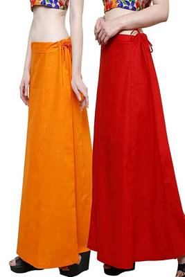 Multicolor Women's Cotton Plain Stitched Inskirt Saree Petticoats Combo 4