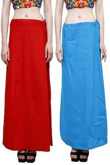 Multicolor Women's Cotton Plain Stitched Inskirt Saree Petticoats Combo