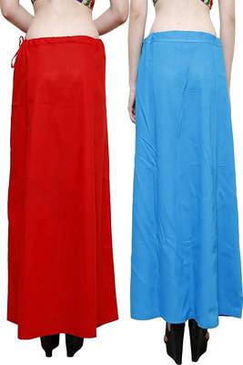 Multicolor Women's Cotton Plain Stitched Inskirt Saree Petticoats Combo 2